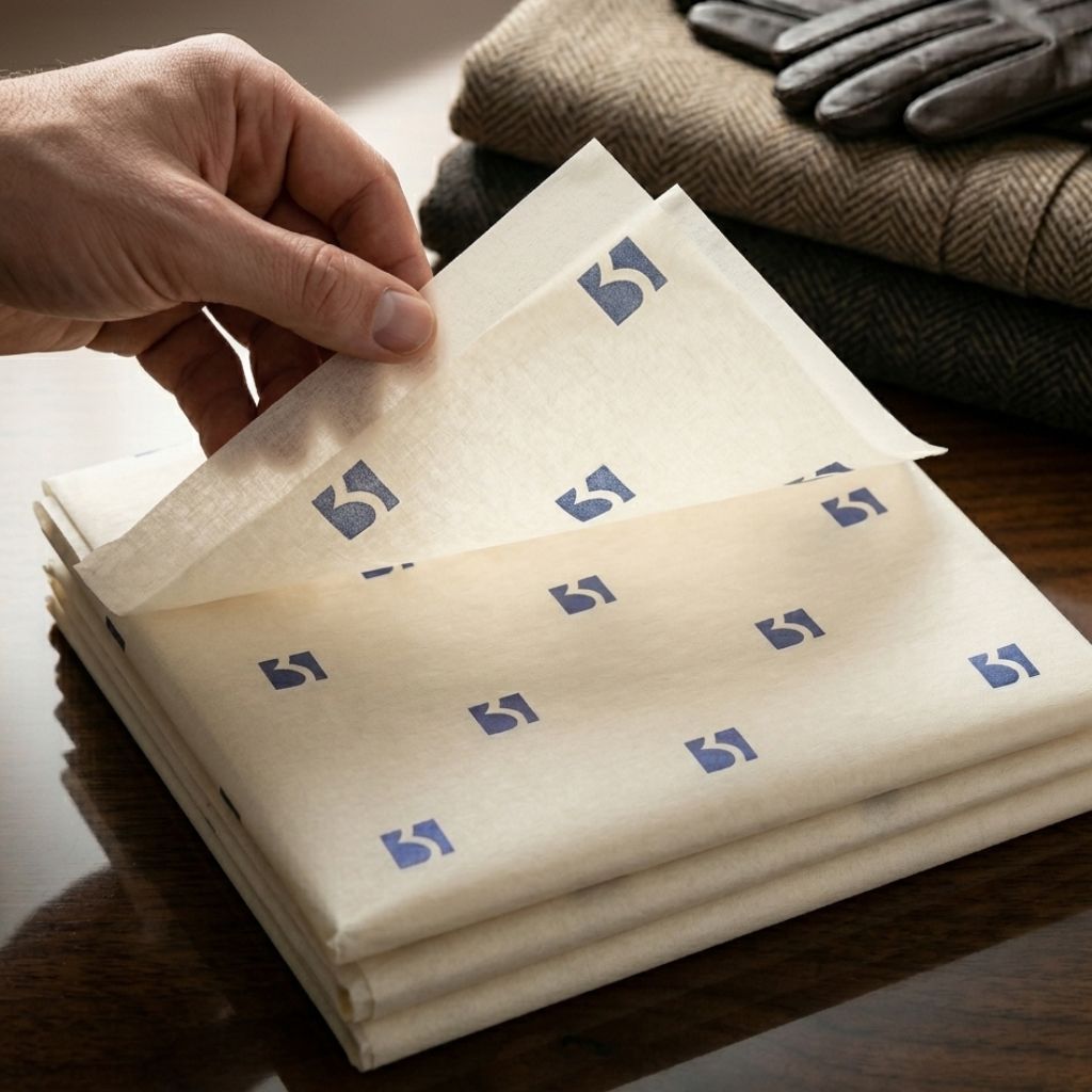 Bluegrass brand identity mockup showing logo pattern applied on printed paper