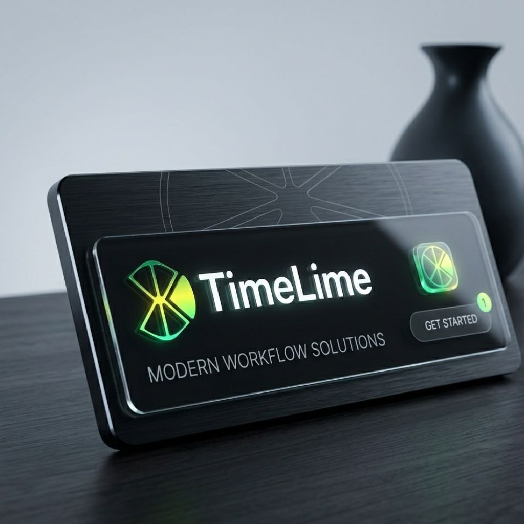 TimeLine brand identity mockup showing logo displayed on digital screen